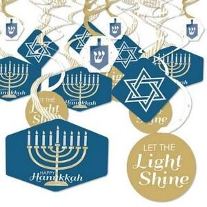 NEW HANUKKAH HANGING DECOR SWIRLS PARTY CEILING WALL HOLIDAY CHANUKAH SET OF 40